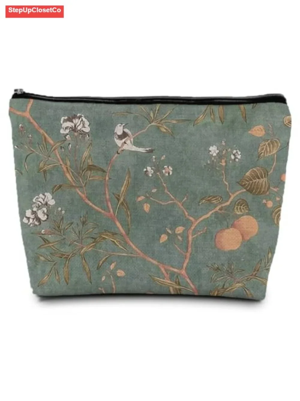 Linen Zipper Pouch Makeup Cosmetic Bag, Waterproof Canvas Lined Travel